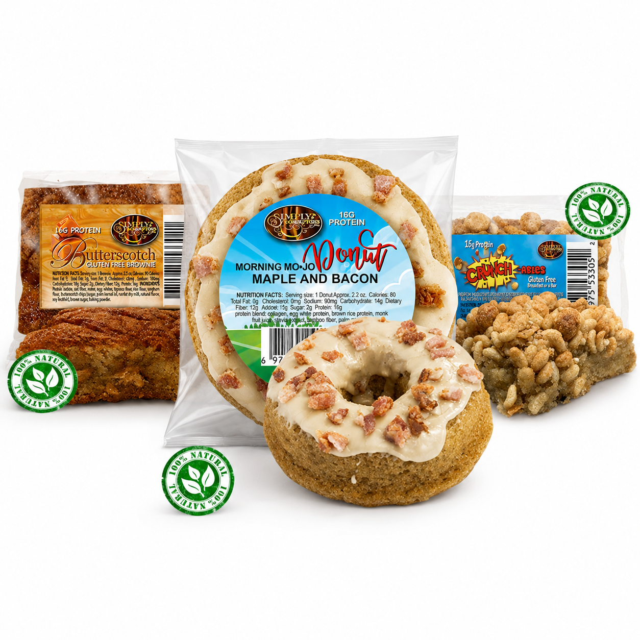 Simply Scrumptous keto snacks — brownies, donuts and cakes