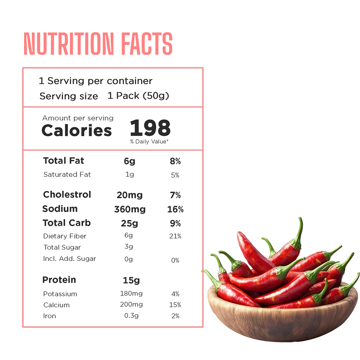 Smarter Protein Puffs Chili & Lime (50g bag) Nutrition Facts panel