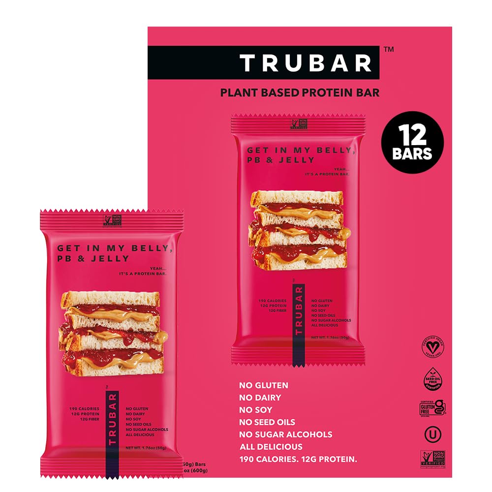 TRUBAR Vegan Protein Bar (1 box of 12 bars) — Get in My Belly, PB & Jelly