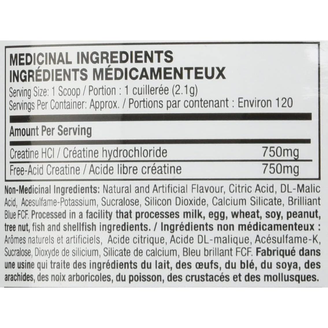 MuscleTech Creactor - Créatine HCL et créatine acide libre (120 portions)