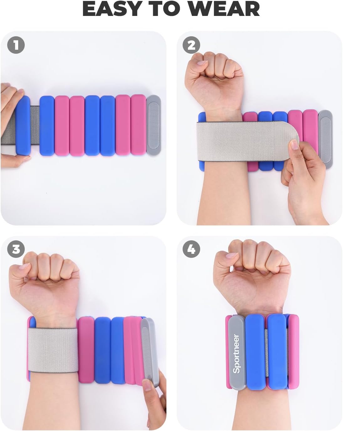 Sportneer silicone-coated wearable weights, waterproof and sweat-proof for indoor and water exercise