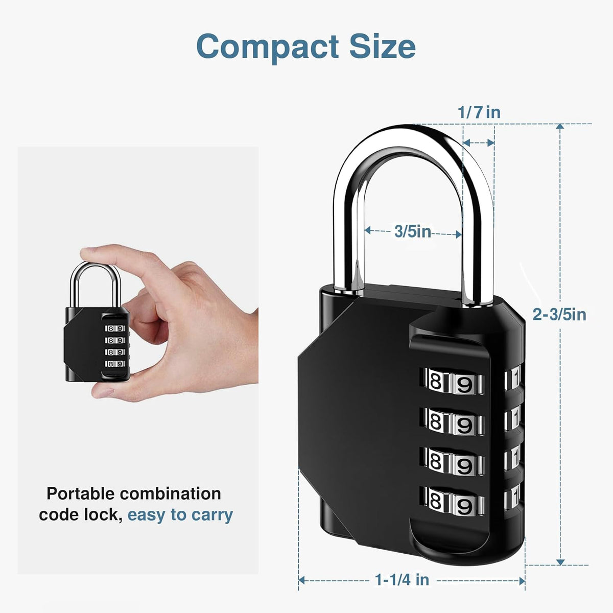 Sunsay 4 Digit Combination Padlock (1 lock) — back of package