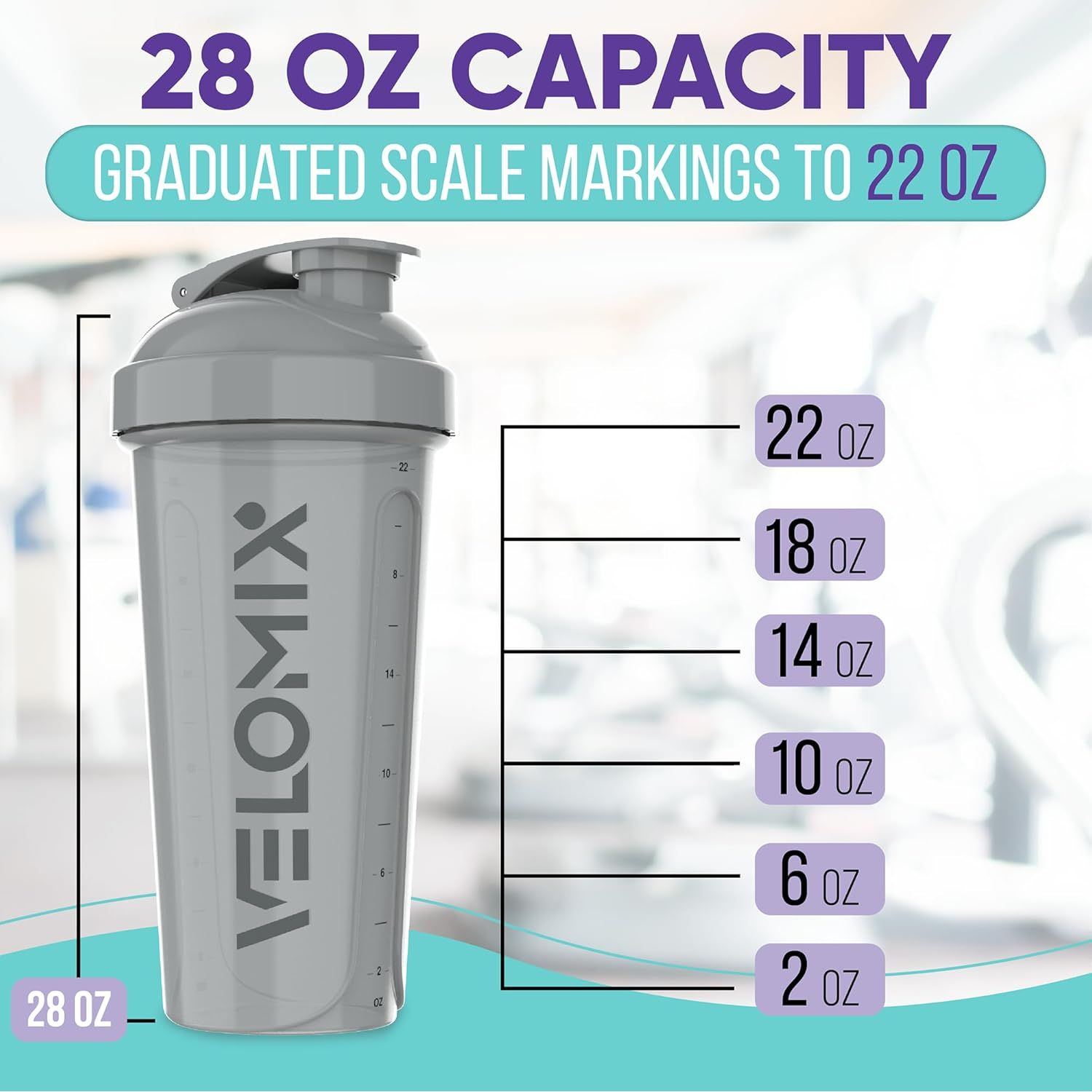 Velomix Shaker Bottle with Ball (1 bottle-28 oz) - Top Nutrition and Fitness Canada Black-Silver-Gray-dark grey-Red