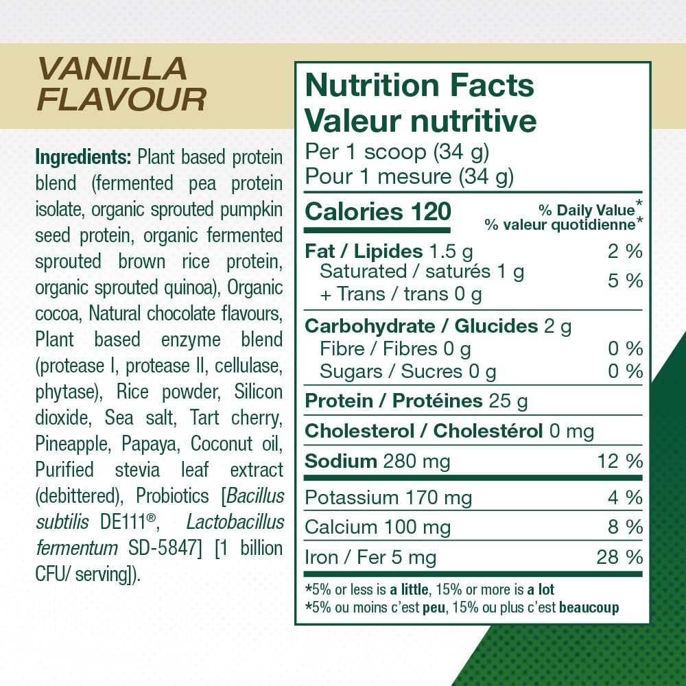 PVL Fermented & Sprouted Plant-Pro (840g) — Nutrition Facts panel