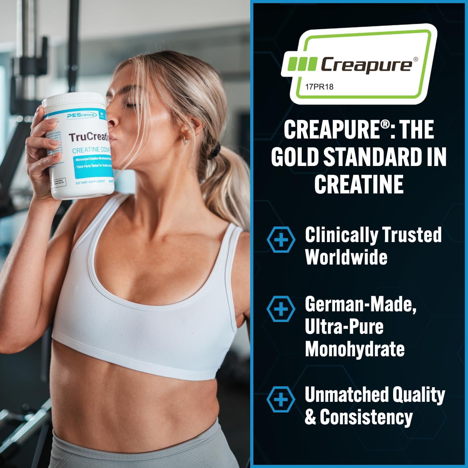 PEScience TruCreatine+ Creapure® Micronized Creatine Monohydrate Powder (90 Servings) — micronized creatine monohydrate powder (view 2)