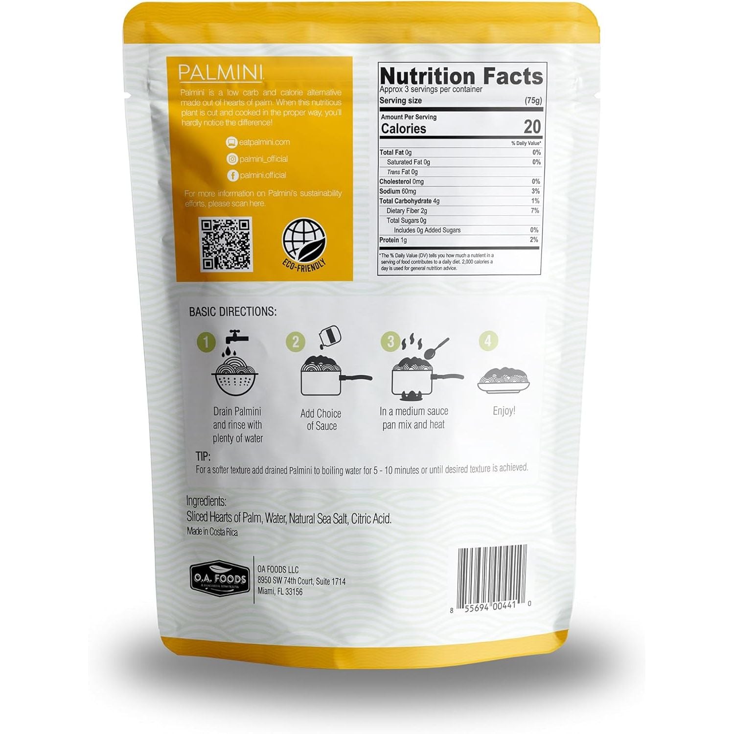 Purée de Palmini à faible teneur en glucides