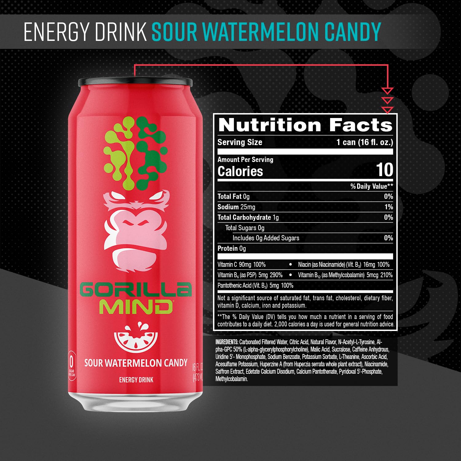 Gorilla Mind Energy Drink (1 can) — alternate angle