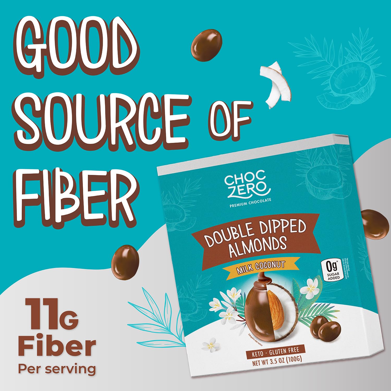 ChocZero Keto Milk Chocolate Covered COCONUT Almonds (100g)