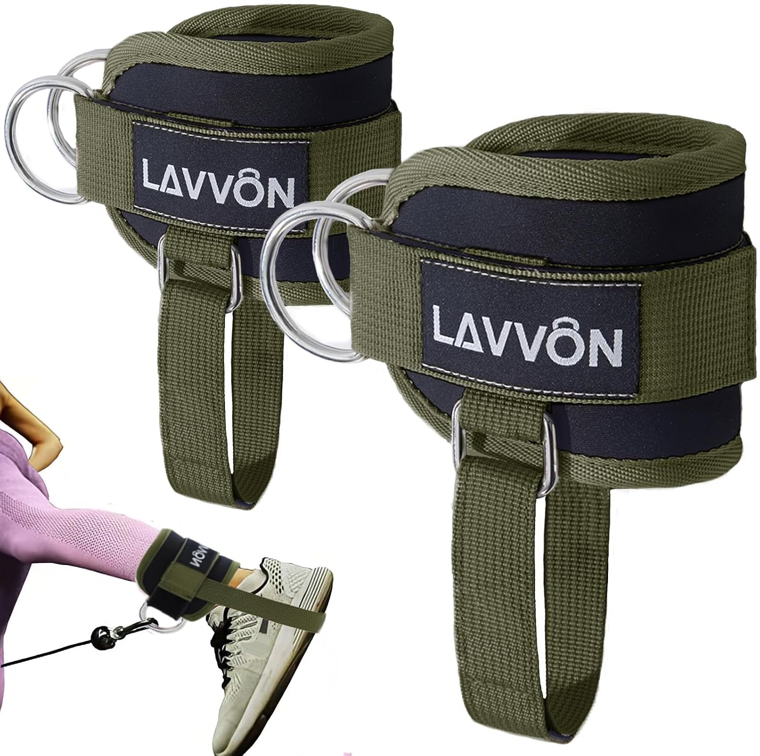 Padded cable ankle cuff compatible with most standard cable systems and resistance trainers