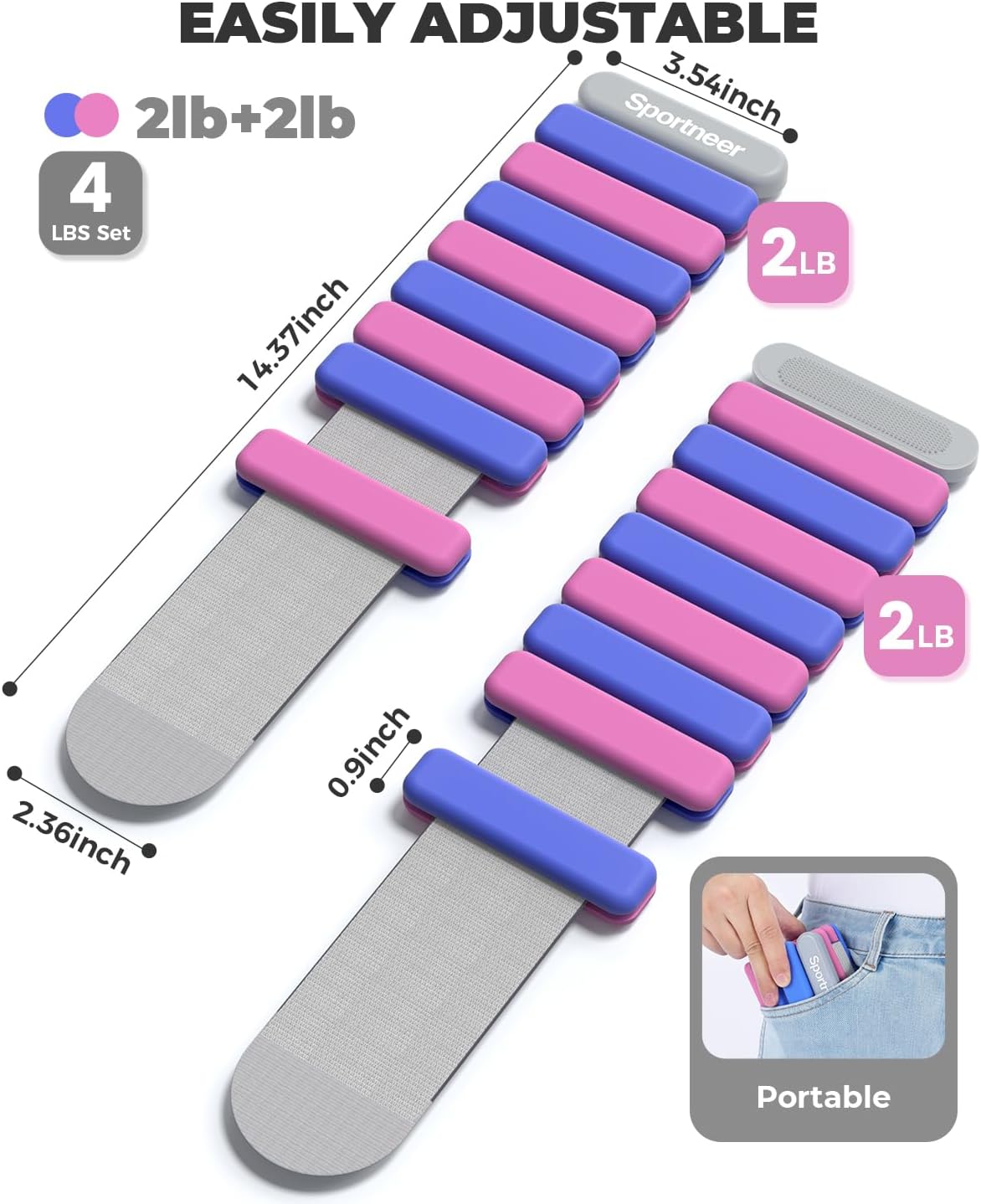 Sportneer adjustable weights fitted to the wrist for walking, yoga, pilates and aerobics training