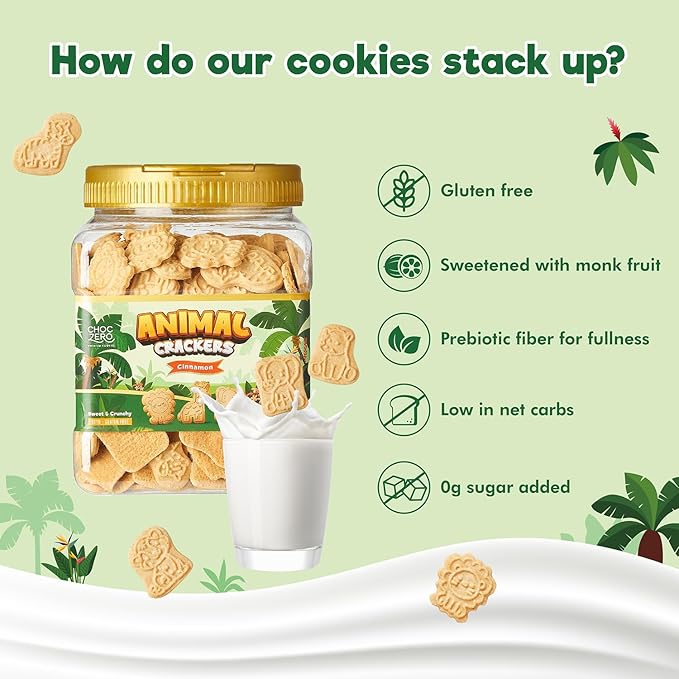 ChocZero Keto GF Cinnamon Animal Crackers (1 tub of 264 cookies)