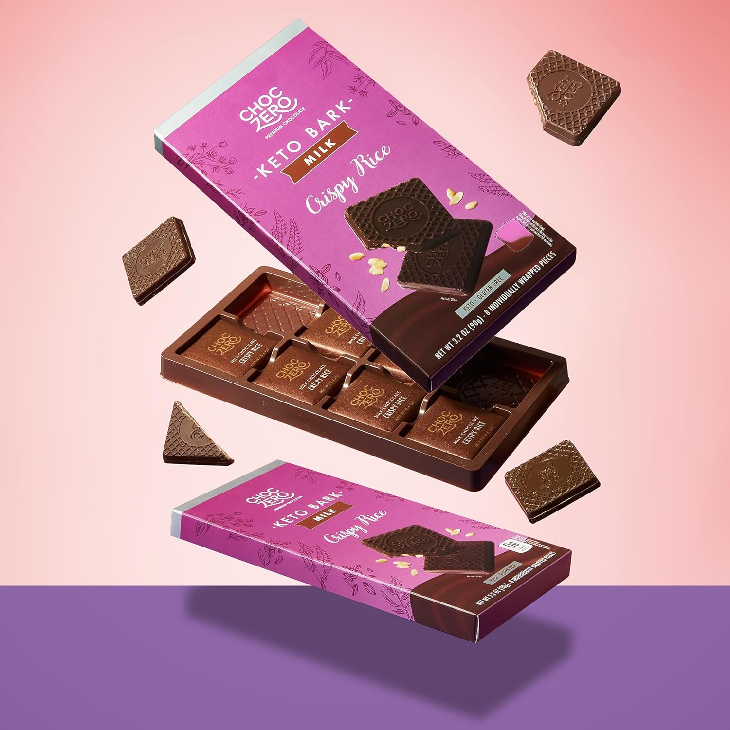 ChocZero Sugar Free Keto Bark (1 bar of 8 pieces) — alternate angle