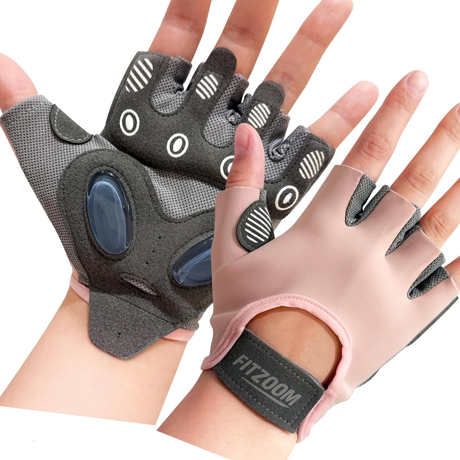 FITZOOM workout gloves for men and women — fingerless 3D padded gym gloves