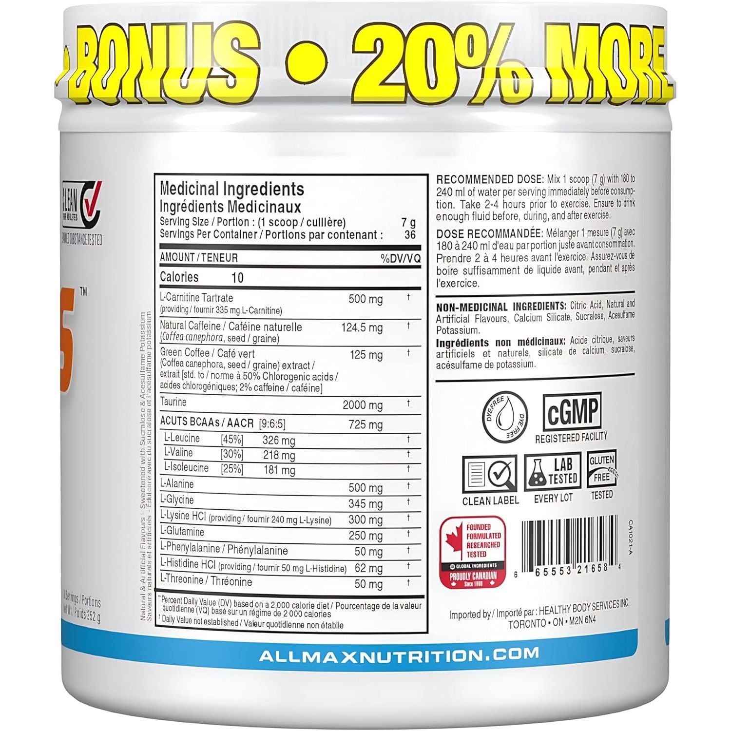 Allmax ACuts Amino Energy Powder (36 Servings) — image 3