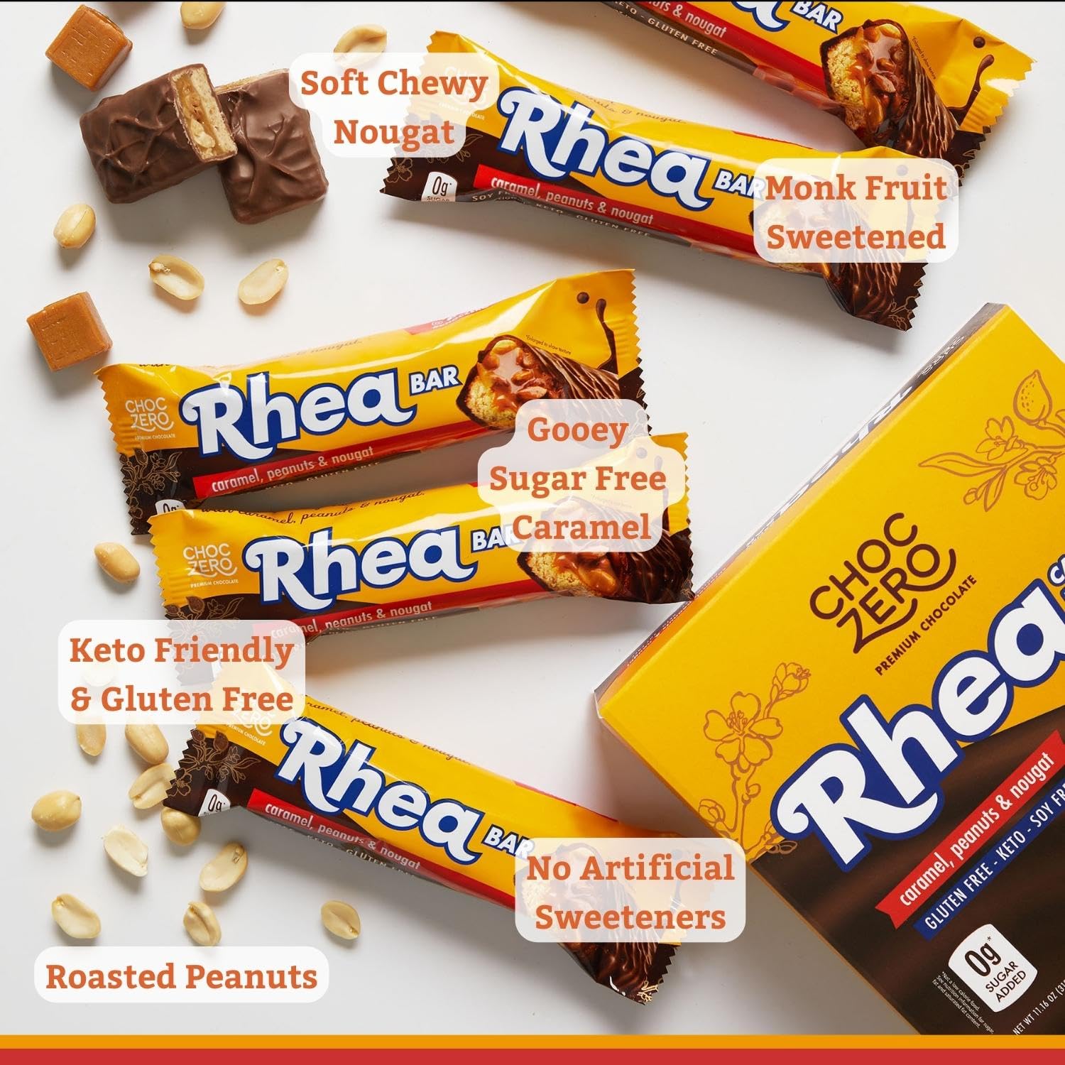 ChocZero GF Keto FULL SIZE Rhea Candy Bars