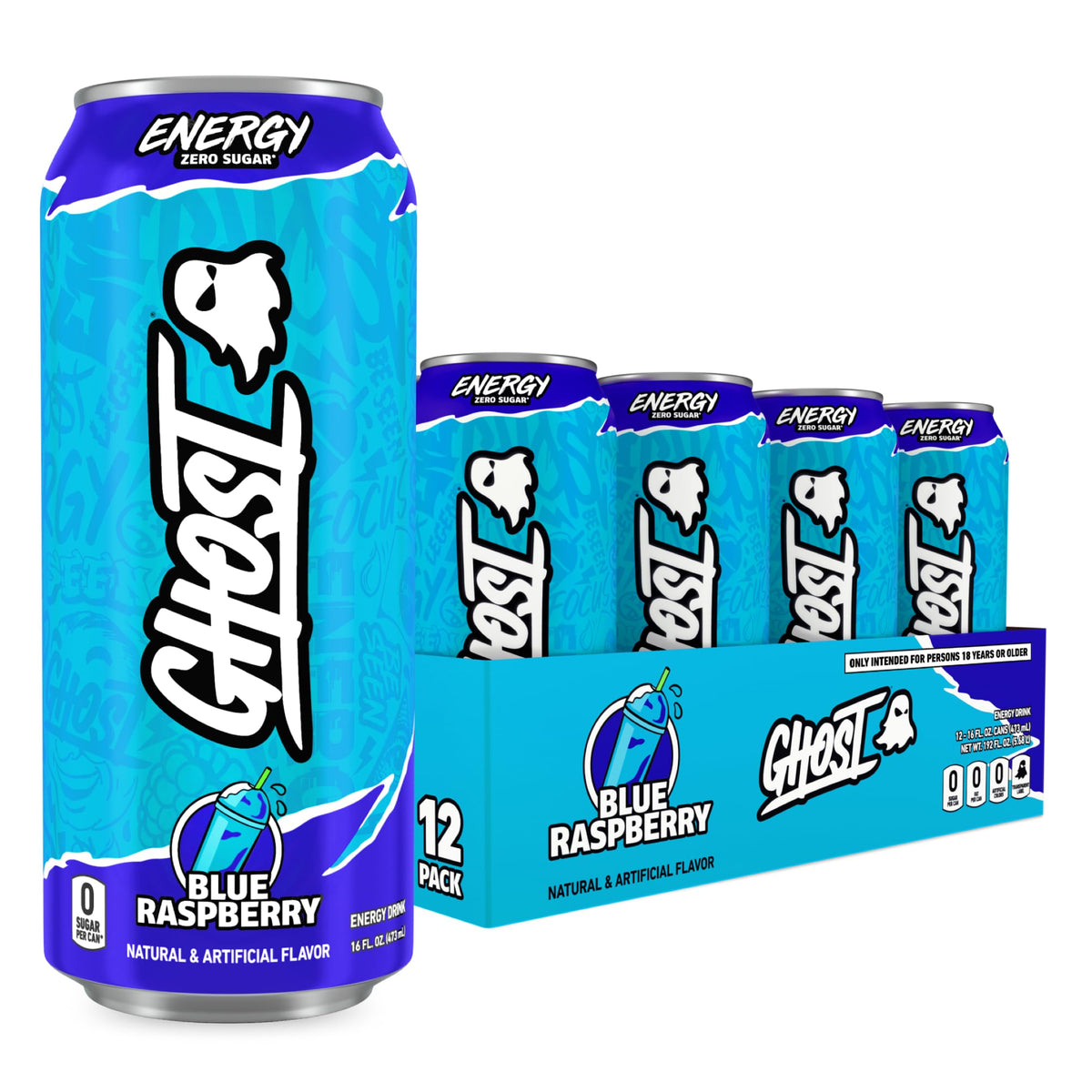 GHOST Energy case of 12 — Blue Raspberry