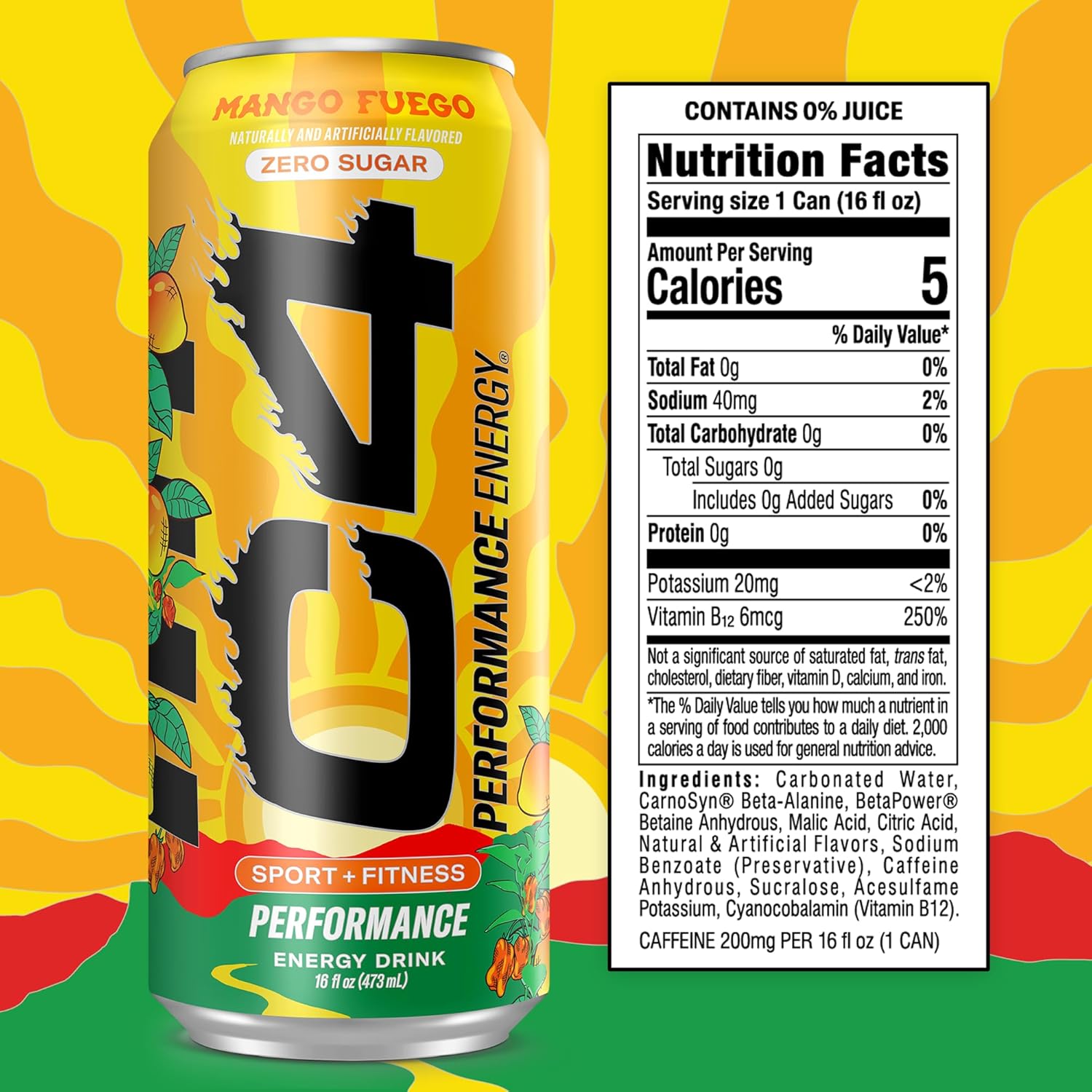 C4 Original Energy Drink Can | Carbonated Pre-Workout Drink Canada & USA Versions (1 can)