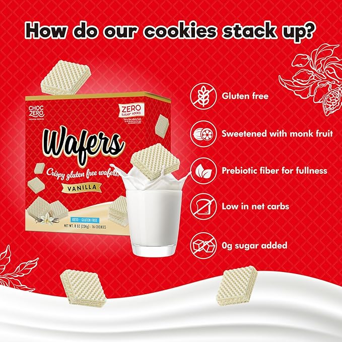 ChocZero Keto GF Wafer Cookies (1 box of 16)