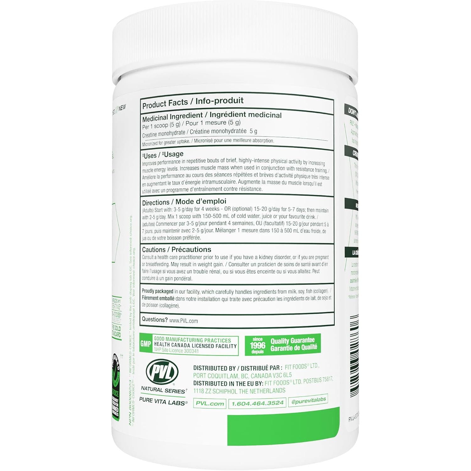 PVL 100% Pure Creatine Monohydrate — Micronized, Pharmaceutical-Grade, Unflavoured (300g / 60 Servings) — micronized creatine monohydrate powder (view 4)