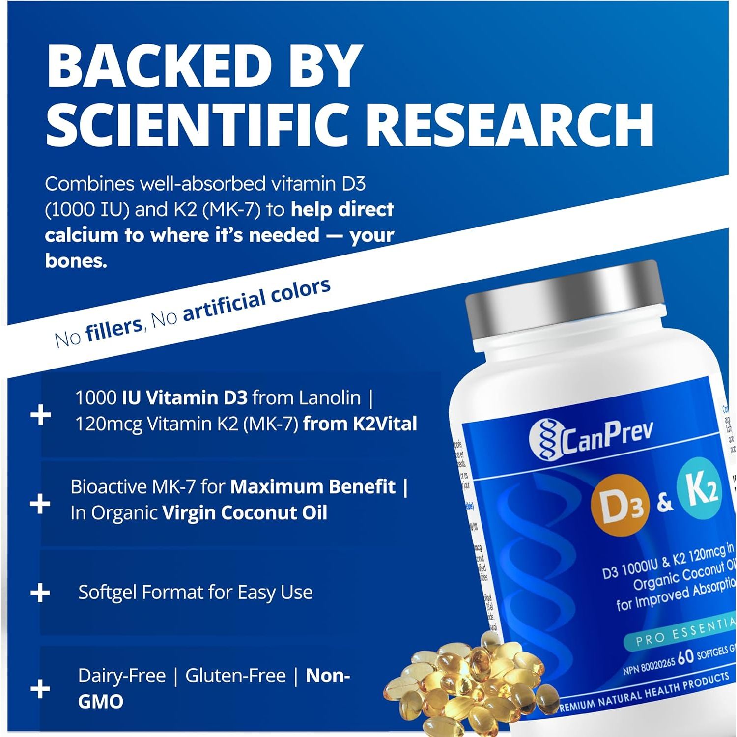 CanPrev D3 & K2 (60 softgels) - Top Nutrition and Fitness Canada Default Title