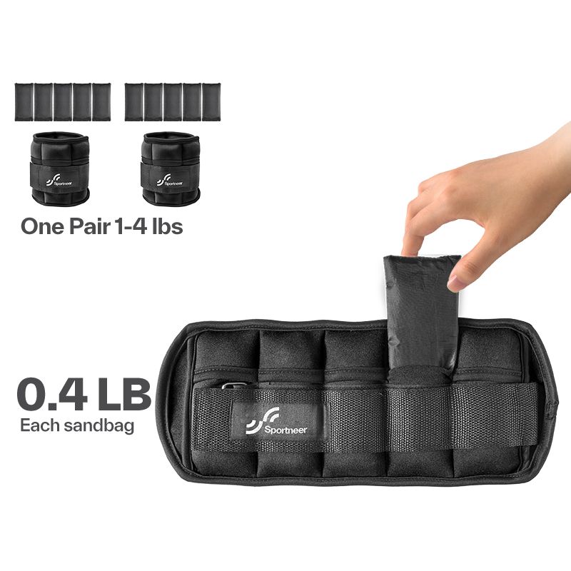 Sportneer Adjustable Ankle & Wrist Weights (2 Pack adjustable from 1-4 lbs)