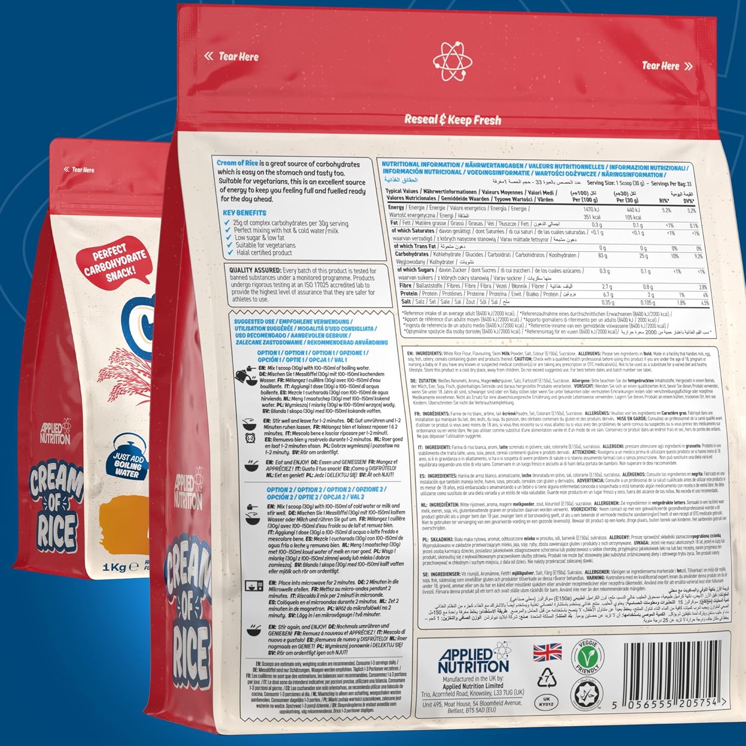 Applied Nutrition Cream Of Rice (1kg)