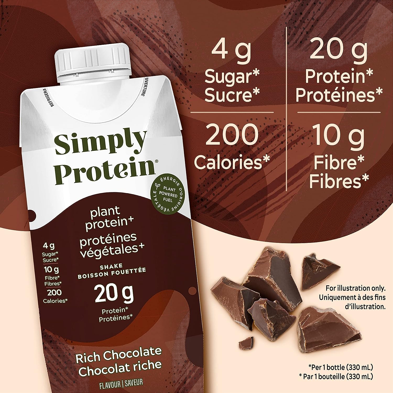 SimplyProtein Plant Protein+ Shake (330 ml) Drink Rich Chocolate SimplyProtein