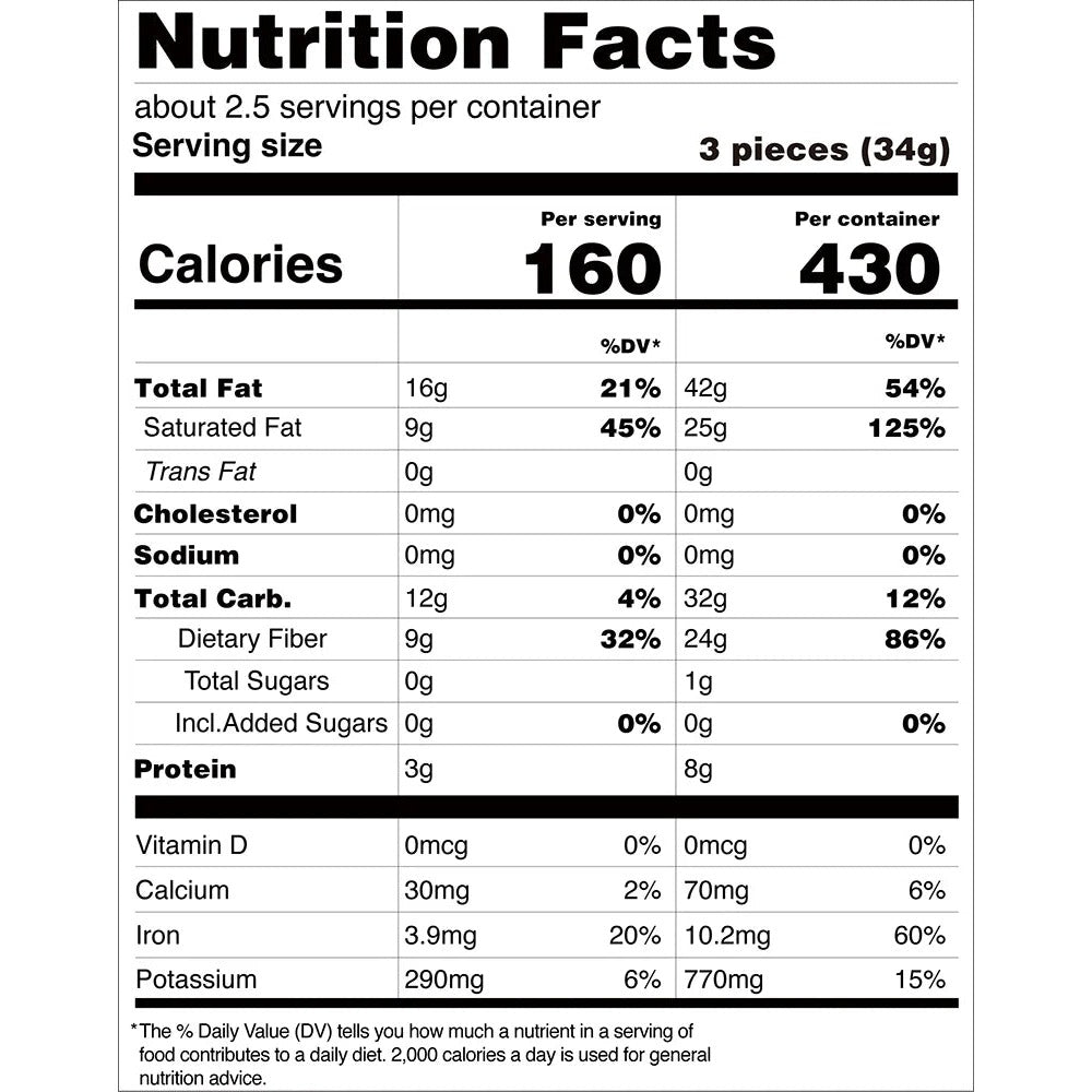 ChocZero 92% Dark Sugar Free Keto Bark — Nutrition Facts panel