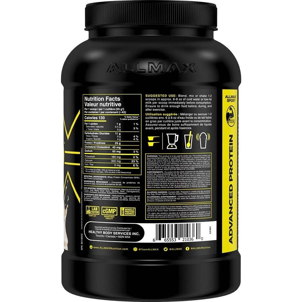 Allmax Allpro Whey Protein Powder (3.2lb - 42 servings) - Top Nutrition and Fitness