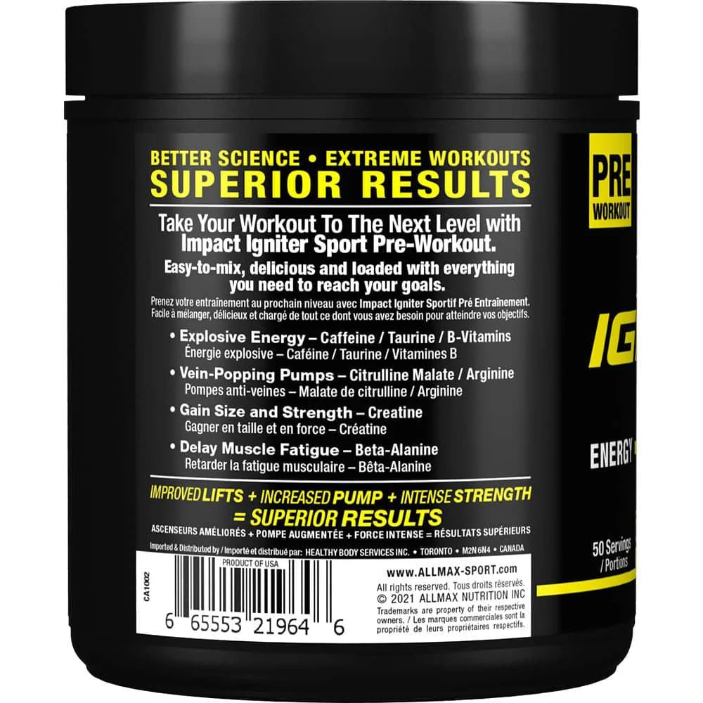 Allmax Impact Igniter SPORT Pre-Workout (50 servings) - Top Nutrition and Fitness