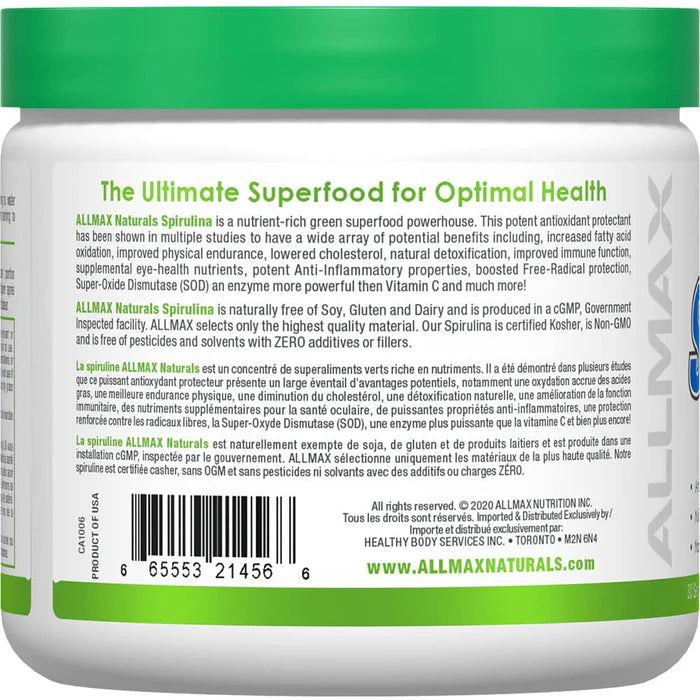 Allmax Nutrition Organic Spirulina Powder (30 servings) BEST BY 05/2025 - Top Nutrition and Fitness