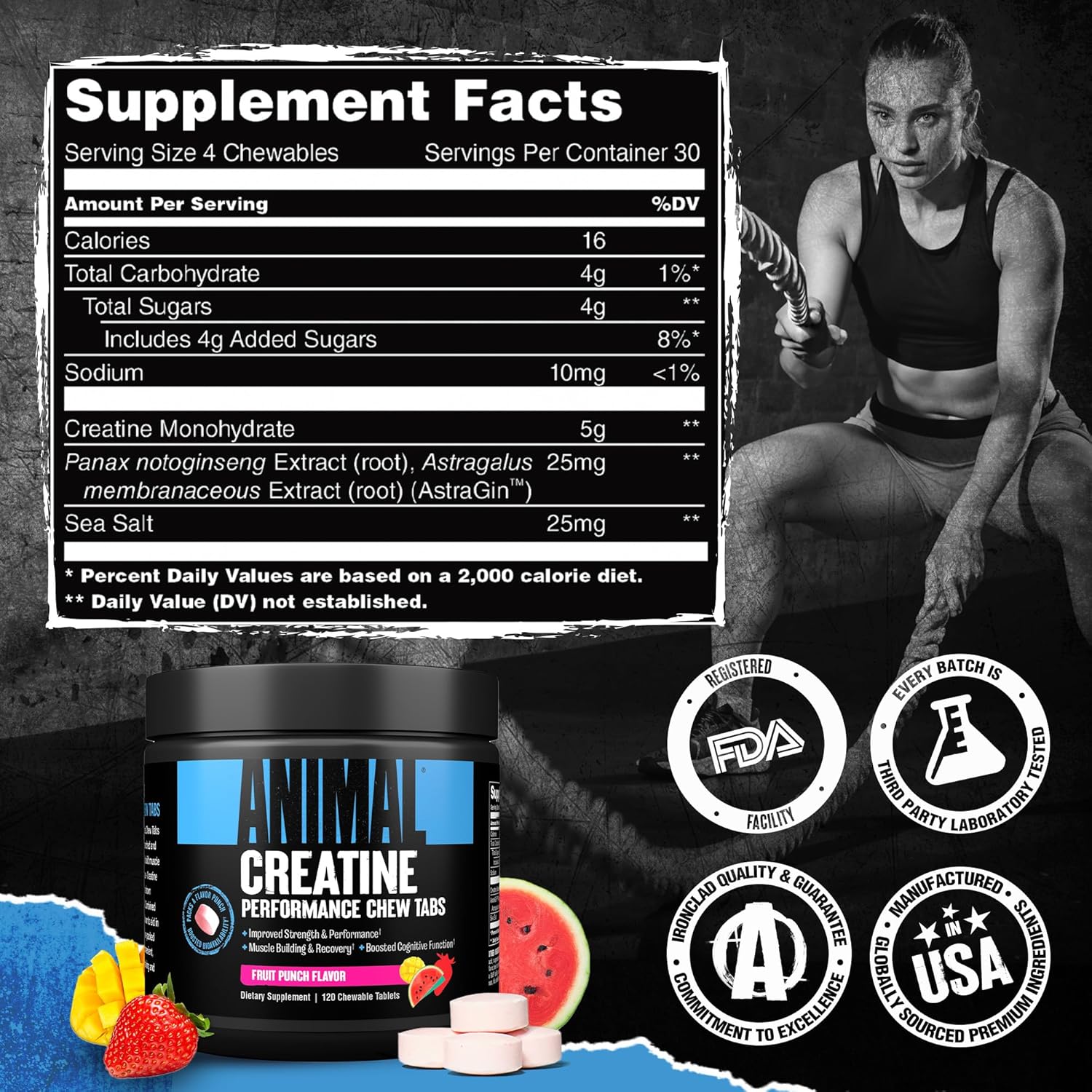 Animal Creatine Monohydrate Chews (120 chews) - Top Nutrition and Fitness