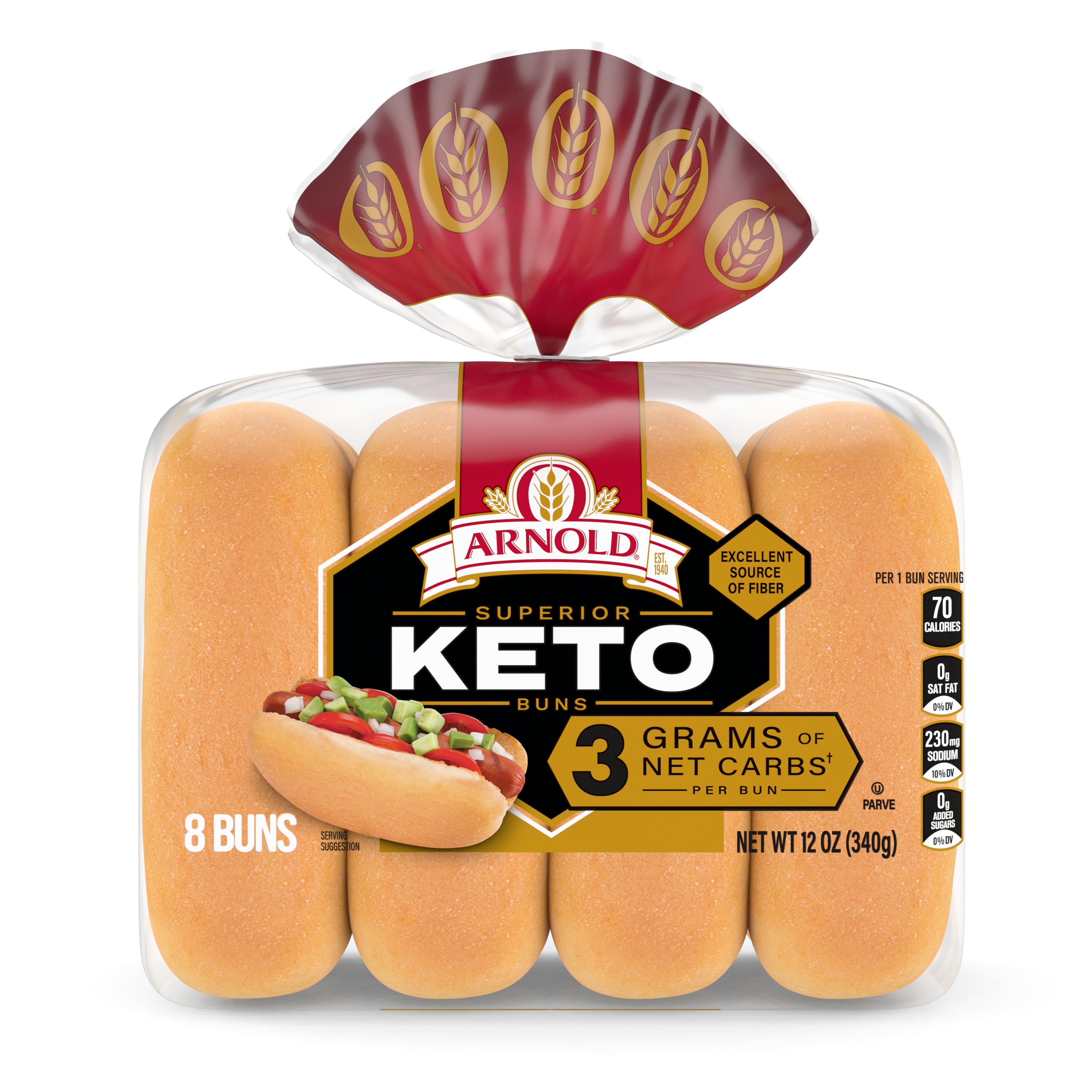 Arnold KETO Hot Dog Buns (8 buns) - Top Nutrition and Fitness