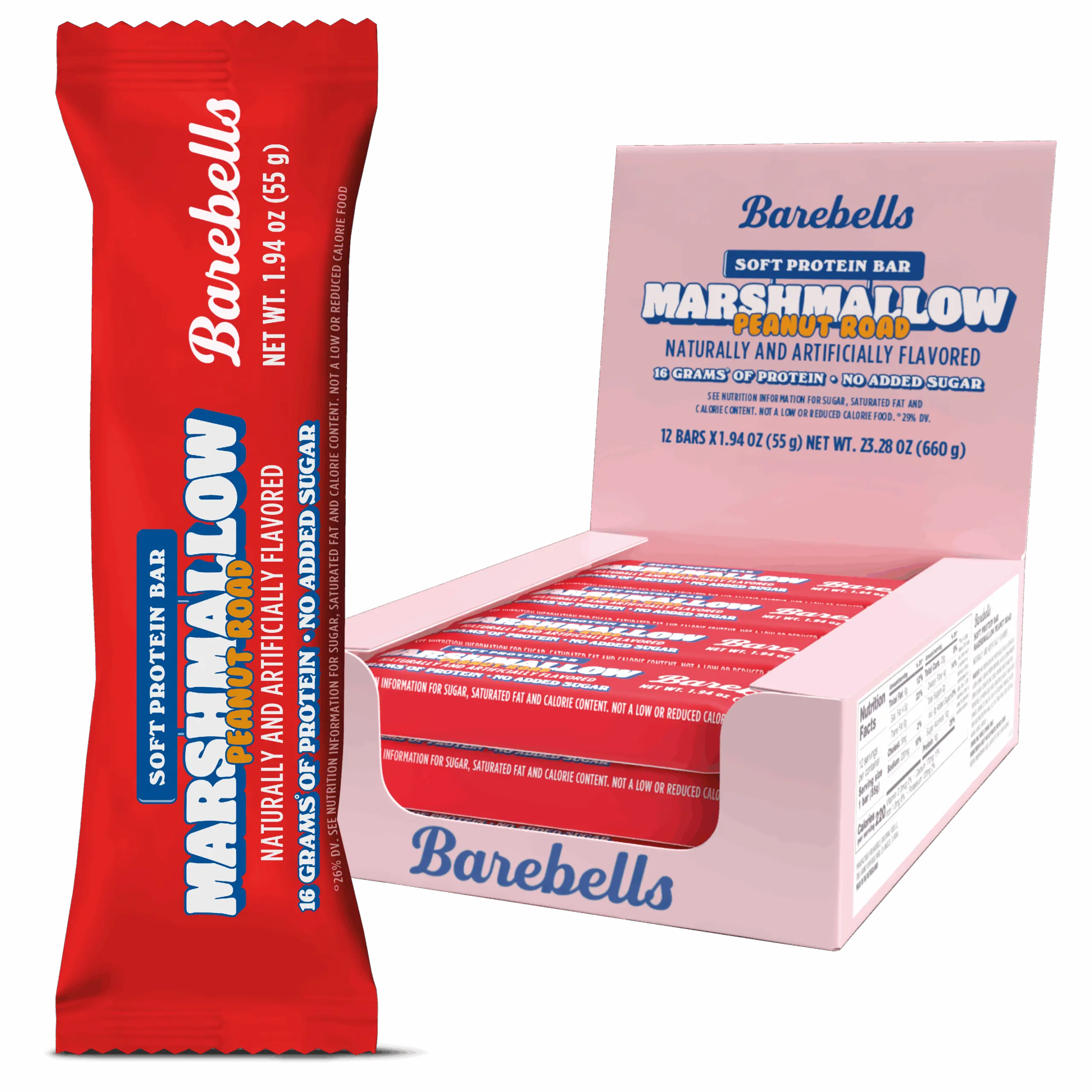 Barebells Protein Bar (Box of 12) — SOFT Marshmallow Peanut Road front