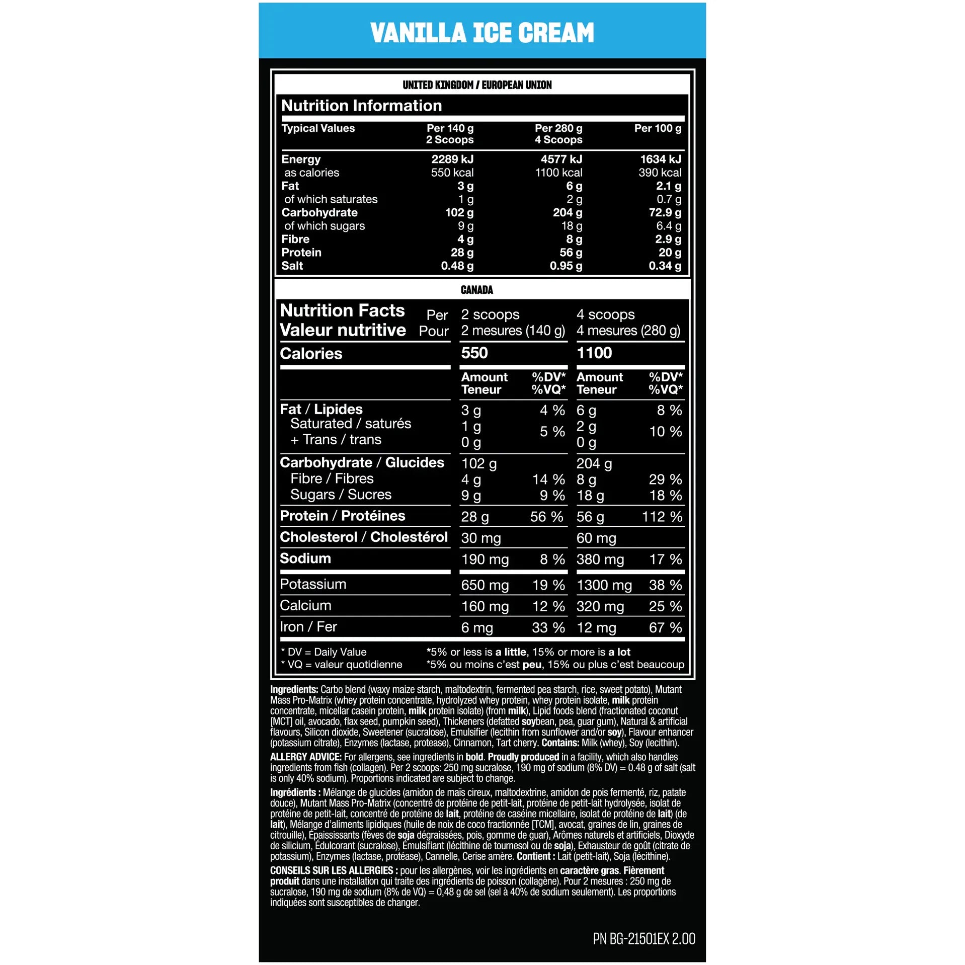 MUTANT Mass Gainer Protein Powder | High-Calorie Weight Gainer (5 lbs) Triple Chocolate - Mutant - Top Nutrition and Fitness