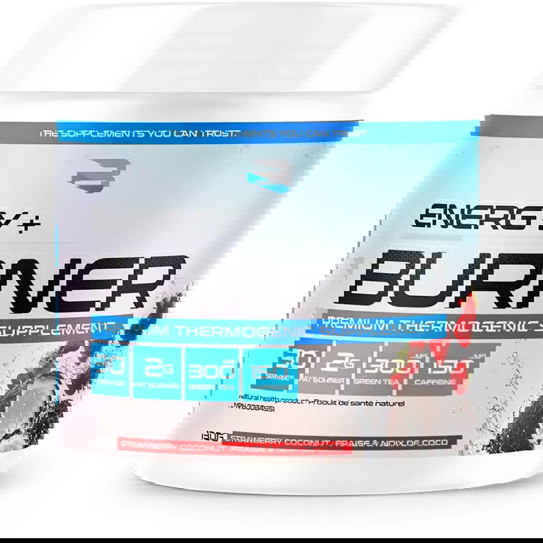 Believe Supplements Energy + Burner - Premium Thermogenic Supplement (30 servings) - Top Nutrition and Fitness Canada Pink Lemonade-Strawberry Daiquiri-Sour Peach-Sour Watermelons-Lemon Ice Tea
