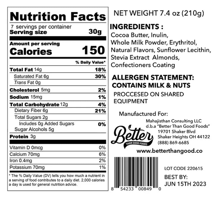 Better Than Good Keto White Chocolate Covered Almonds (6.5oz bag) - Top Nutrition and Fitness