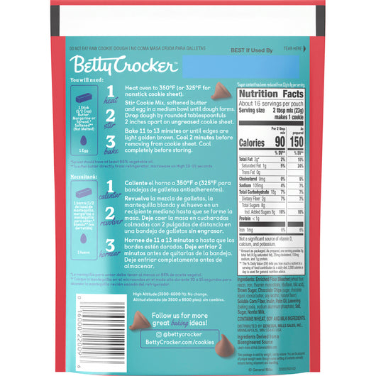 Betty Crocker Lower Sugar Chocolate Chip Cookie Mix (16 servings) - Top Nutrition and Fitness