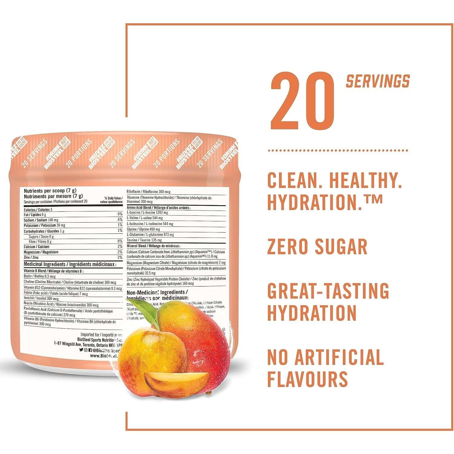 BioSteel Hydration Mix (20 servings) - Top Nutrition and Fitness