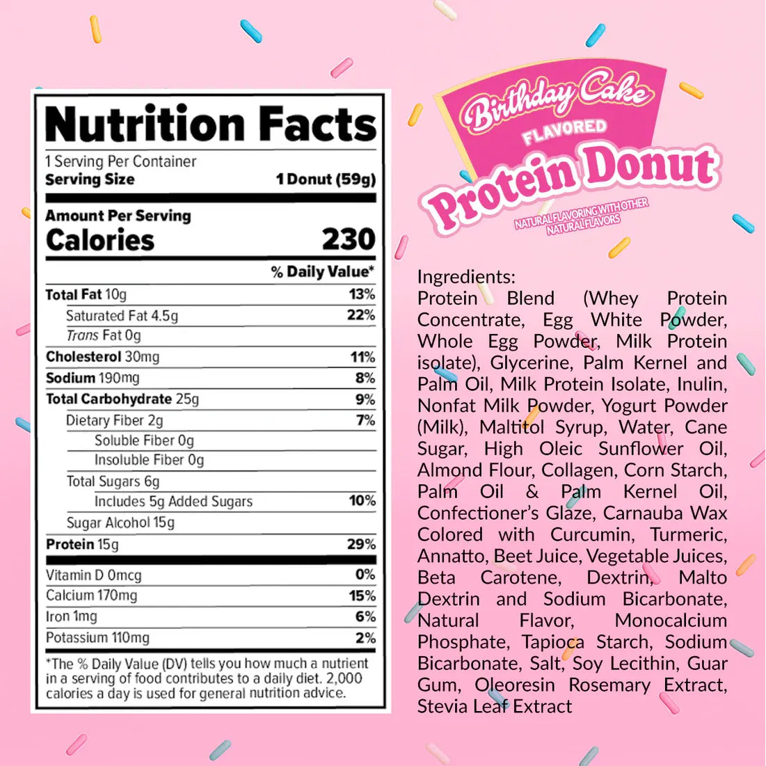 Redefine Foods Redefine Protein Donut Nutrition Facts panel