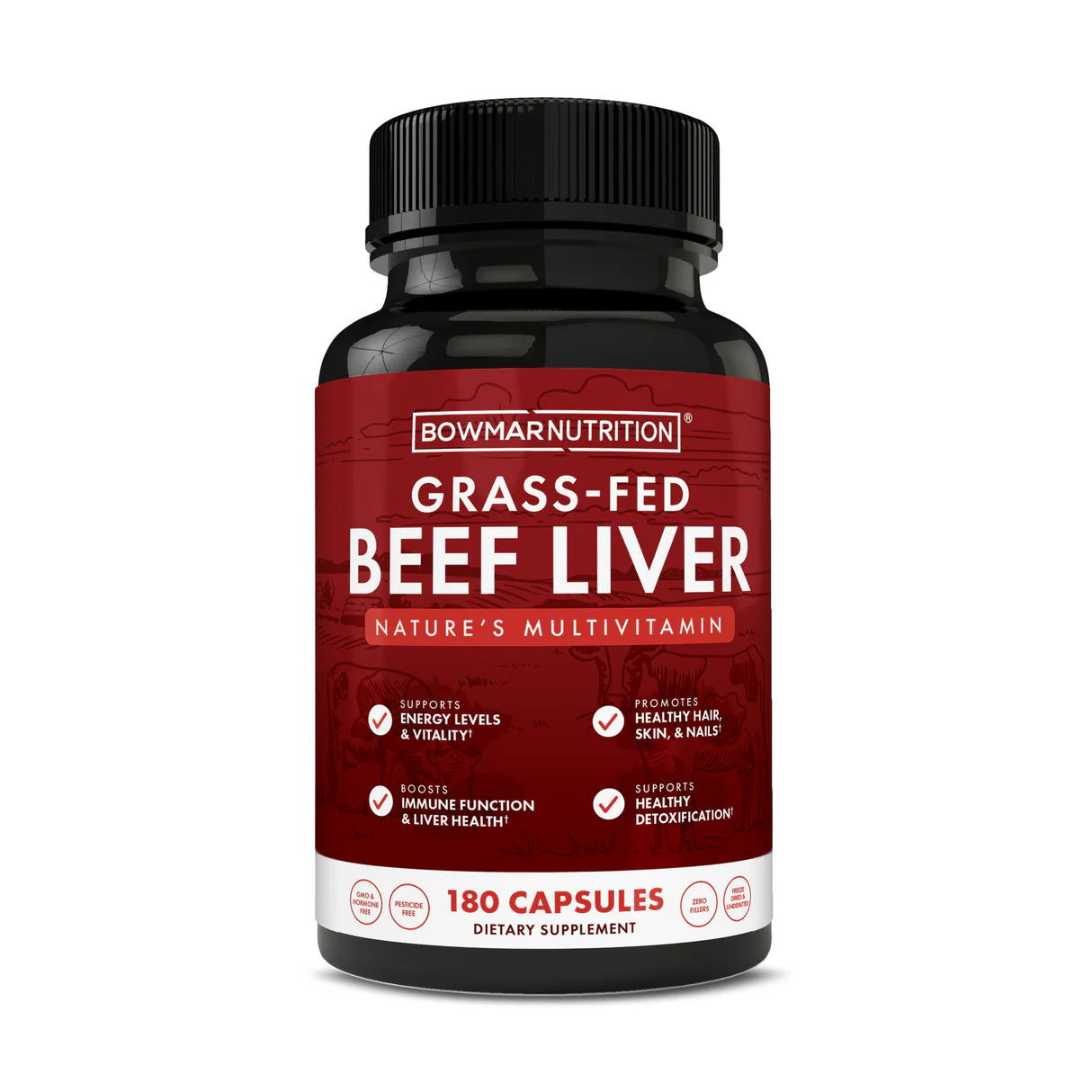 Bowmar Nutrition Beef Liver (180 capsules) - Top Nutrition and Fitness