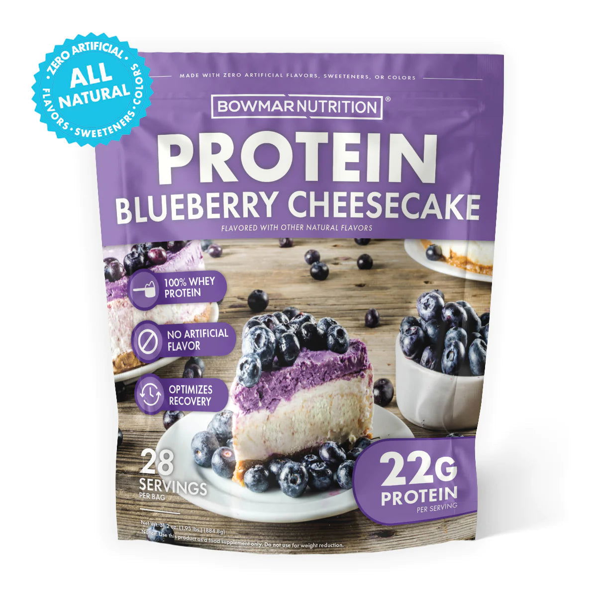 Bowmar Nutrition Whey Protein Powder (2 lbs) — Blueberry Cheesecake