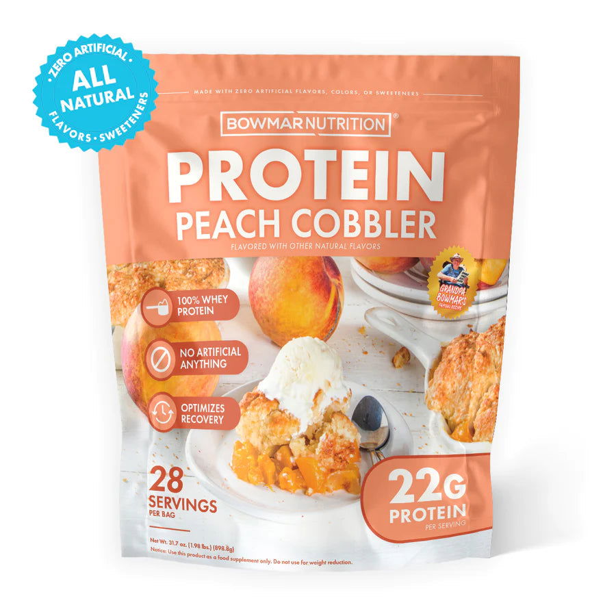 Bowmar Nutrition Whey Protein Powder (2 lbs) — Peach Cobbler Best by Dec 31, 2025 FINAL SALE