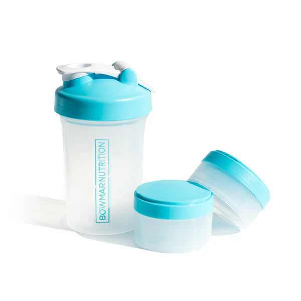 Bowmar Shaker Bottle with 2 Storage Containers (20oz) - Top Nutrition and Fitness