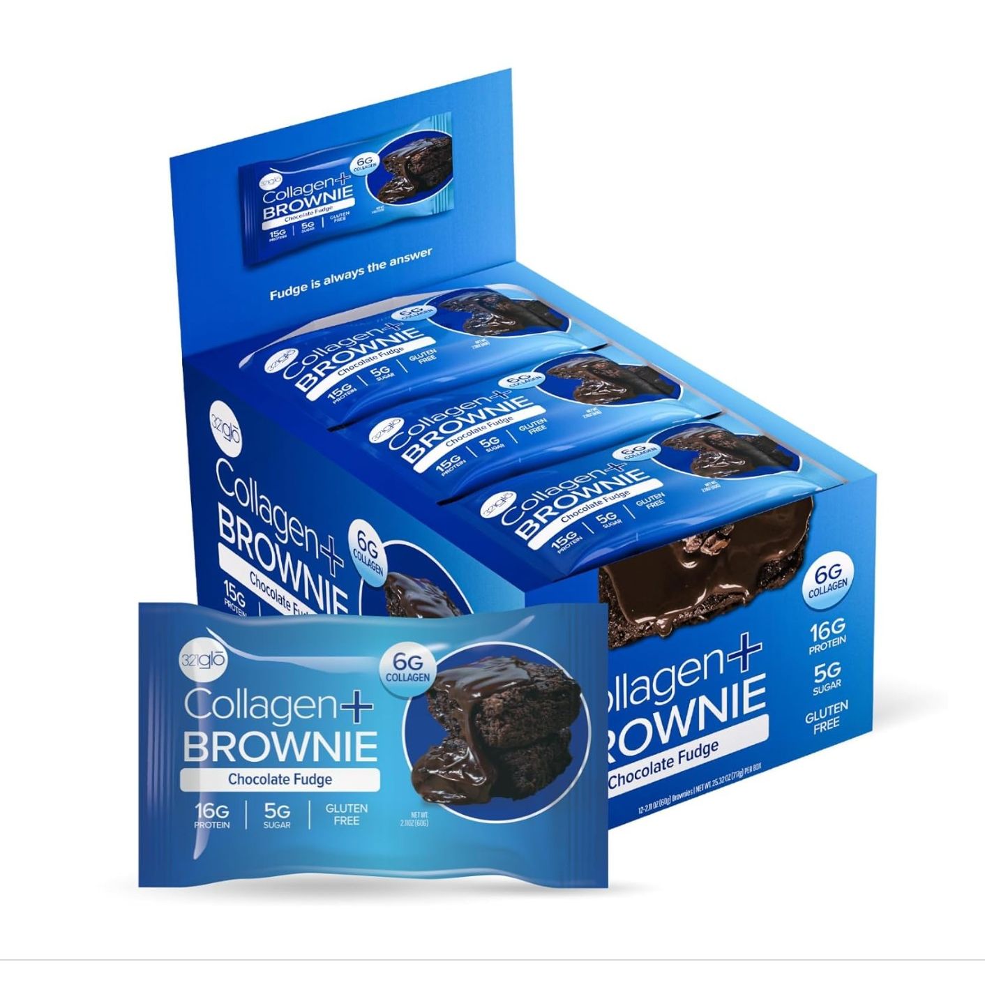 321GLO Brownie+ Collagen (Box of 12) — Chocolate fudge