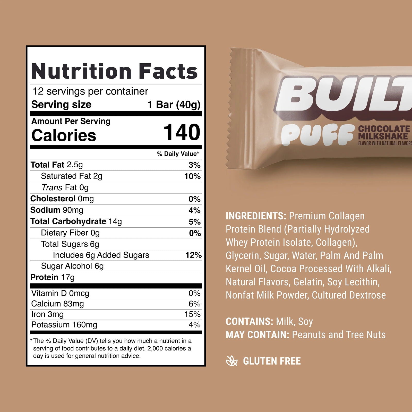 Built Protein Bar PUFFS (1 bar) - Top Nutrition and Fitness