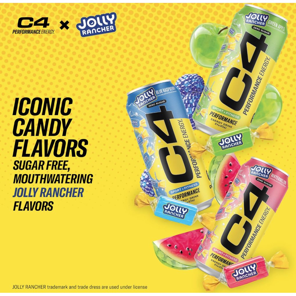 C4 Original Energy Drink Can | Carbonated Pre-Workout Drink Canada & USA Versions (1 can) Sour Gummy (USA) - Cellucor - Top N