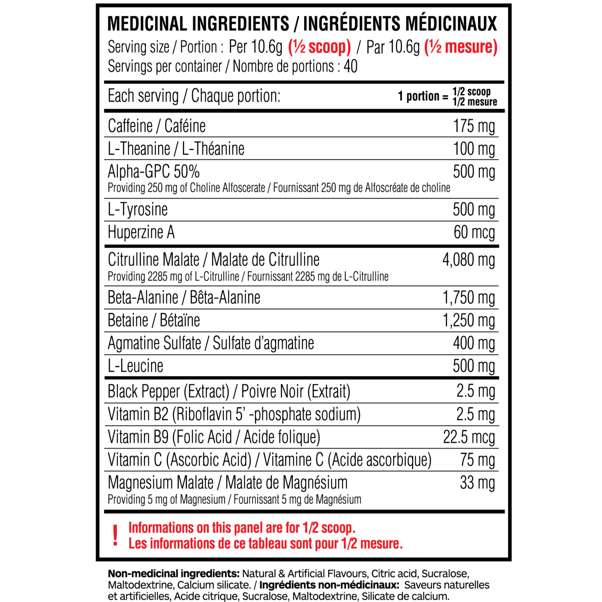 Believe Supplements Pump Addict MAX Pre-Workout Supplement Facts label