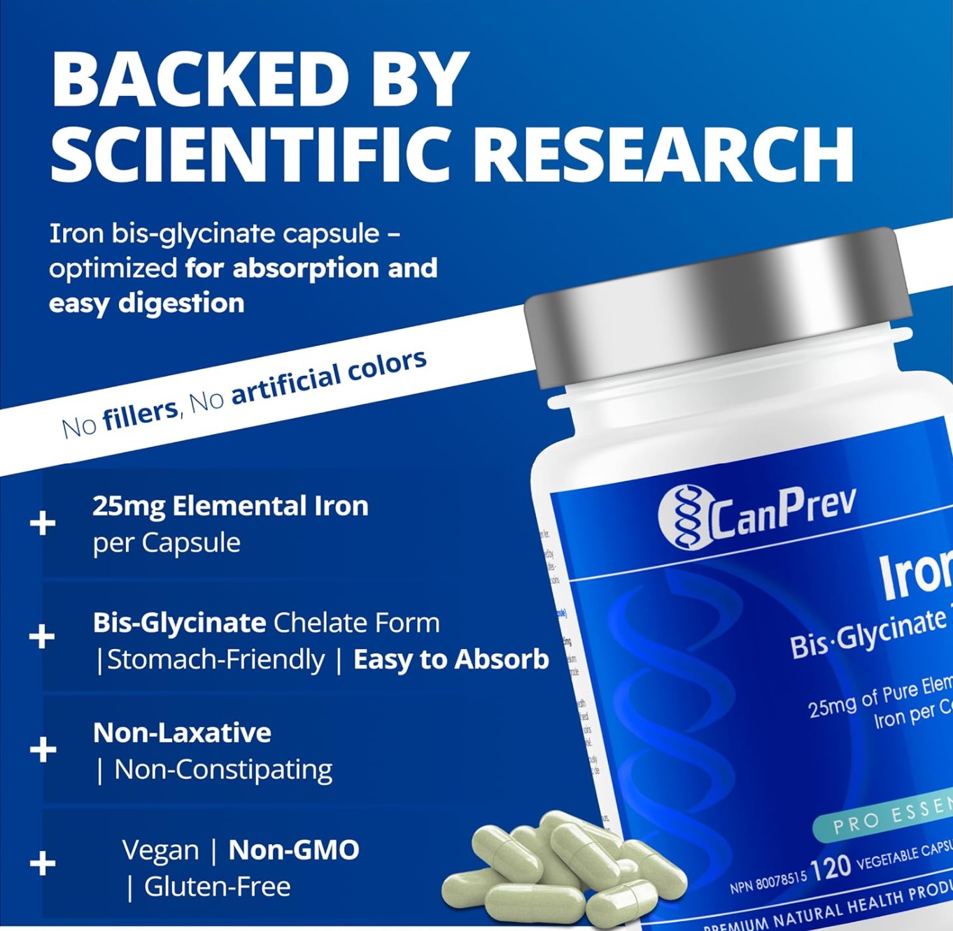 CanPrev Iron Bis-Glycinate 25 (120 V-Caps)