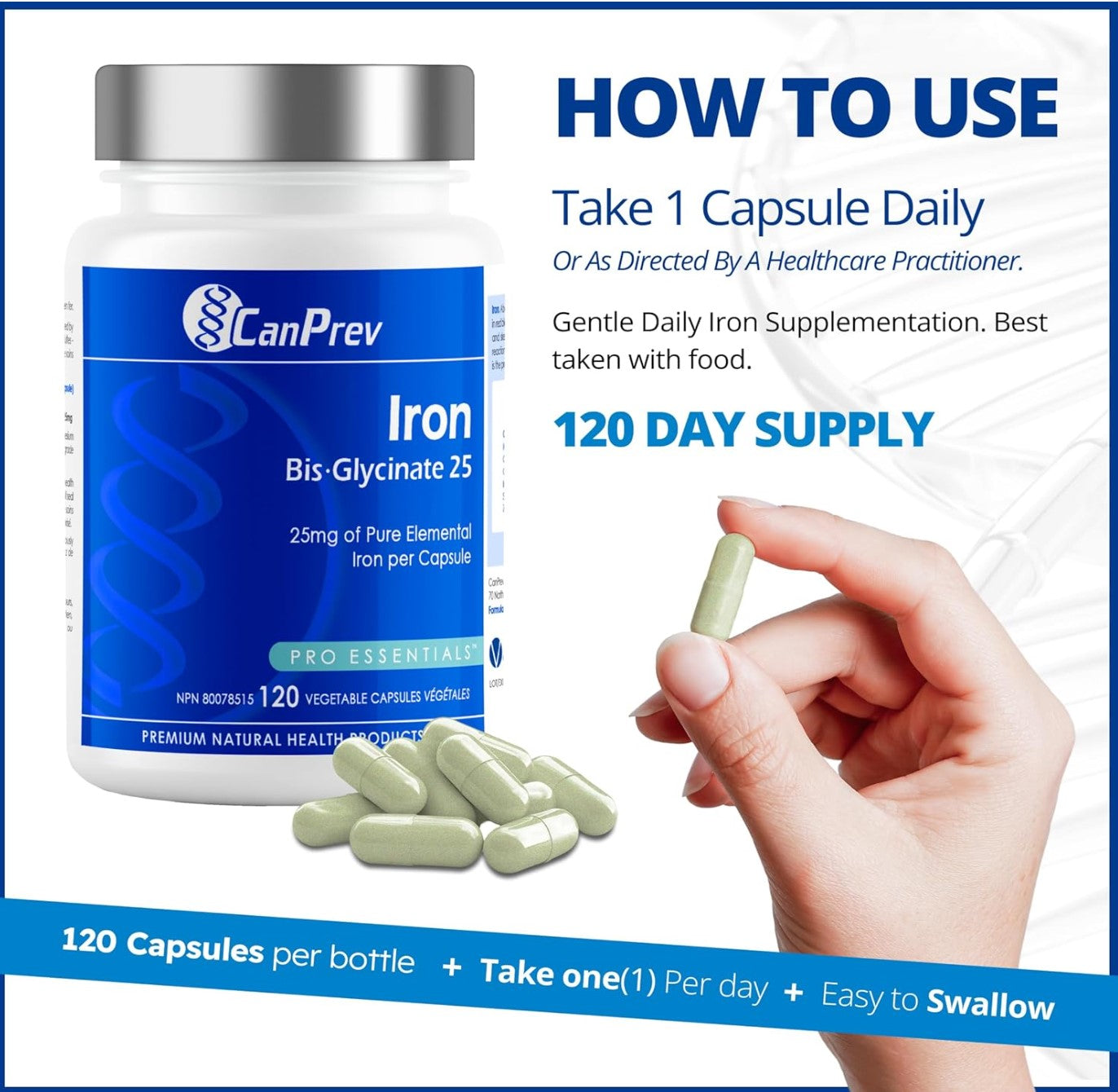 CanPrev Iron Bis-Glycinate 25 (120 V-Caps)